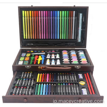 学生向けの木製のボックスアートセットを描く130pcs